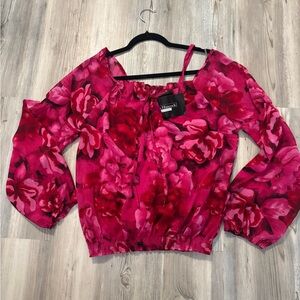 Vibrant Pink Floral Blouse